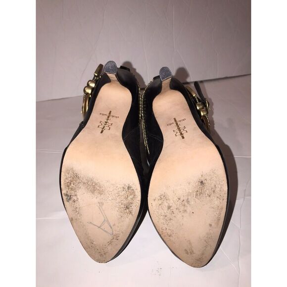 Dolce Vita Leather Braxton Booties Buckle Strappy High Heel Size 8.5 Black Gold - Picture 7 of 10